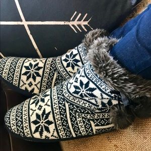 FairIsle Sweater Knit Slipper Booties